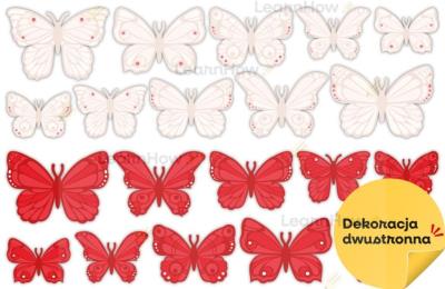 Opakowanie Dekoracja patriotyczna motyle biało-czerwone 20el