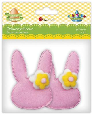 Opakowanie Dekoracje filcowe 3D zajączki z kwiatkiem 2szt