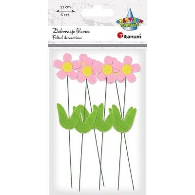 Opakowanie Dekoracje filcowe kwiaty 3D na druciku 6szt