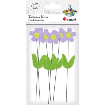 Opakowanie Dekoracje filcowe kwiaty 3D na druciku 6szt