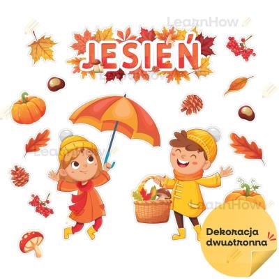 Opakowanie Dekoracje jesienne - Dzieci z parasolami 17el