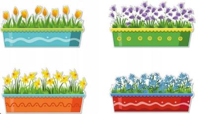 Opakowanie Dekoracje okienne - Kwiaty w doniczkach 4el