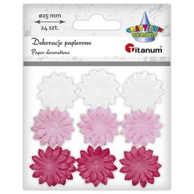 Opakowanie Dekoracje papierowe kwiaty 25mm różowe 24szt