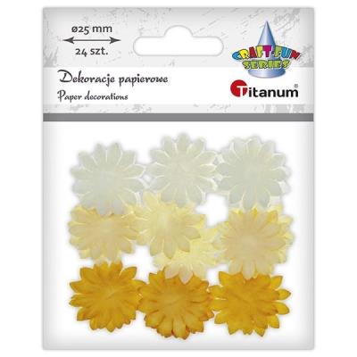 Opakowanie Dekoracje papierowe kwiaty 25mm żółte 24szt