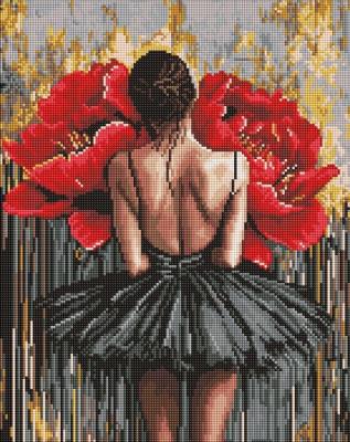 Opakowanie Diamentowa mozaika - Baletnica z piwoniami 40x50cm