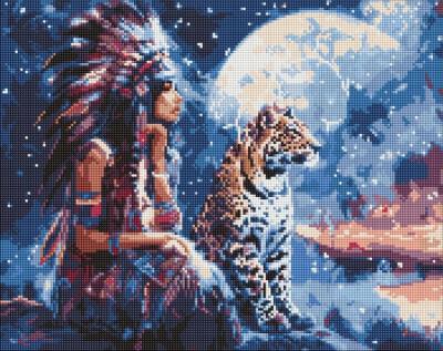 Opakowanie Diamentowa mozaika - Dziewczyna i lampart 40x50cm