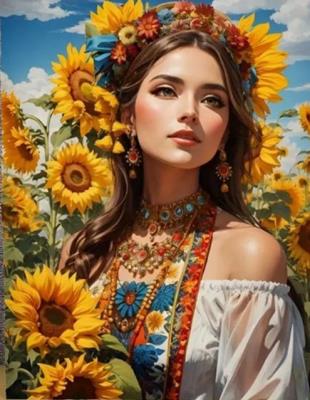 Opakowanie Diamentowa Mozaika Kobieta Słowianka w słonecznikach NO-2001722