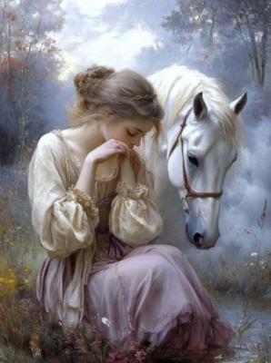 Opakowanie Diamentowa Mozaika Kobieta z koniem we mgle NO-2003014