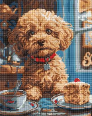 Opakowanie Diamentowa mozaika - Maltipoo w kawiarni 40x50cm