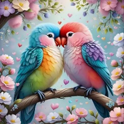 Opakowanie Diamentowa Mozaika Ptaki kolorowe zakochane papużki NO-2000915