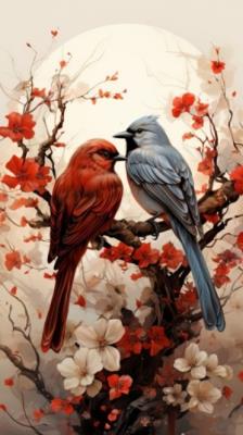 Opakowanie Diamentowa Mozaika Ptaki parka na gałęzi NO-2000593