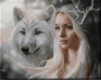 Opakowanie Diamentowa Mozaika Wilk z kobietą NO-1008283