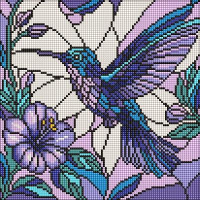 Opakowanie Diamentowa mozaika - Witraż. Koliber 30x30cm
