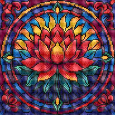Opakowanie Diamentowa mozaika - Witraż. Lotos 30x30cm