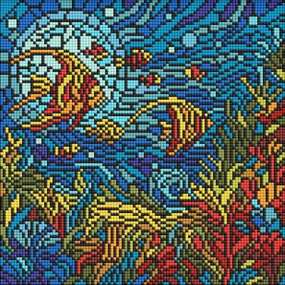 Opakowanie Diamentowa mozaika - Witraż. Morski świat 30x30cm