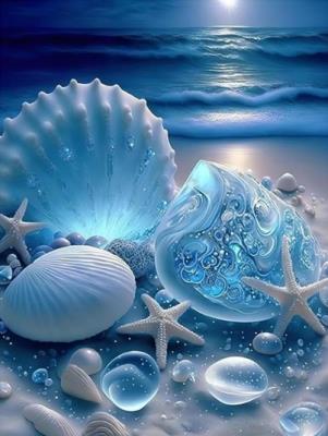 Opakowanie Diamentowa Mozaika Wybrzeże muszelki białe o zmierzchu NO-2001389