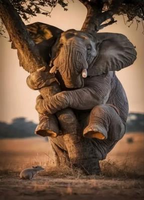 Opakowanie Diamentowa Mozaika Zwierzęta słoń na drzewie bojący się myszy NO-2003074