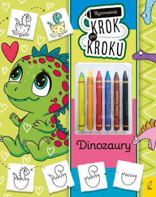 Dinozaury. Rysowanie krok po kroku z kredkami. Autor: Protasewicz Ewelina. SmakLiter.pl Okładka książki Dinozaury. Rysowanie krok po kroku z kredkami