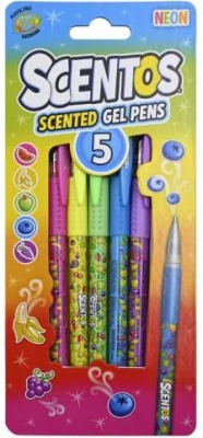 Długopisy pachnące żelowe neon 5szt. Wydawca: Scentos. SmakLiter.pl Opakowanie Długopisy pachnące żelowe neon 5szt