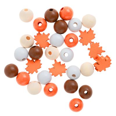 Opakowanie Drewniane koraliki jesienne 16mm 30szt