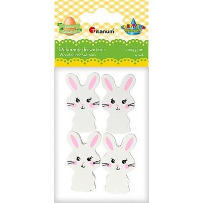 Opakowanie Drewniane zające białe 25x43mm 4szt