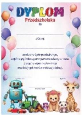 Dyplom A4 Przedszkolala zabawki. Wydawca: Henry. SmakLiter.pl Opakowanie Dyplom A4 Przedszkolala zabawki