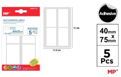 Opakowanie Etykiety samoprzylepne 40x75mm 5ark