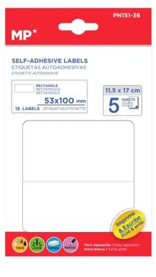 Opakowanie Etykiety samoprzylepne 53x100mm 5arkuszy