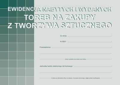 Opakowanie Ewidencja nabytych i wydanych toreb na zakupy z tworzywa sztucznego