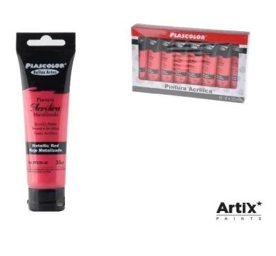 Opakowanie Farba akrylowa 35ml czerwona metaliczna (8szt)