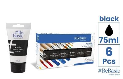 Opakowanie Farba akrylowa - czarna 75ml (6szt)