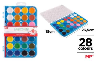 Opakowanie Farba akwarelowa z pędzelkiem 28 kolorów