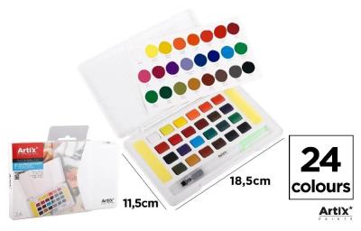 Opakowanie Farba akwarelowa z pędzlem wodnym 24 kolory