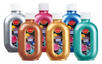 Opakowanie Farba plakatowa KEYROAD butelka 300ml 6 kolorów metalicznych