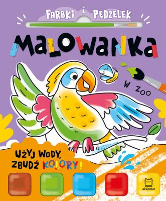 Farbki i pędzelek. Malowanka. Użyj wody, zbudź kolory! W zoo. Autor: Podgórska Anna. SmakLiter.pl Okładka książki Farbki i pędzelek. Malowanka. Użyj wody, zbudź kolory! W zoo