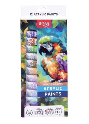 Opakowanie Farby akrylowe 12 kolorów EASY