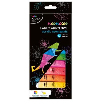 Opakowanie Farby akrylowe neonowe 12x12ml KIDEA