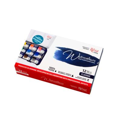 Opakowanie Farby akwarelowe w kostkach classic w metalowej kasetce 12 kolorów