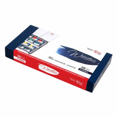 Opakowanie Farby akwarelowe w kostkach classic w metalowej kasetce 28 kolorów