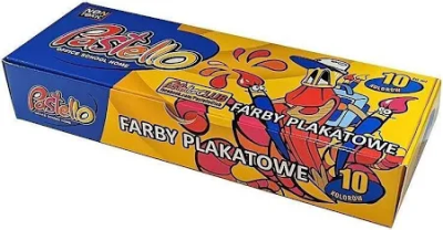 Farby plakatowe 20ml 10 kolorów. Wydawca: Alfa Pastello. SmakLiter.pl Opakowanie Farby plakatowe 20ml 10 kolorów