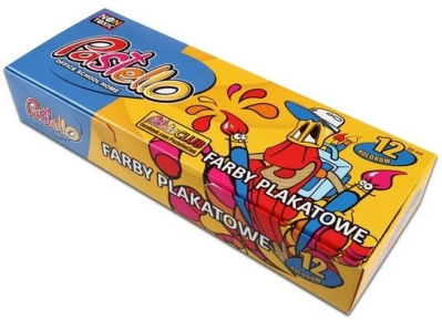 Farby plakatowe 20ml 12 kolorów. Wydawca: Alfa Pastello. SmakLiter.pl Opakowanie Farby plakatowe 20ml 12 kolorów