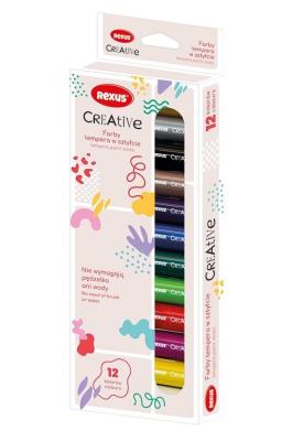 Opakowanie Farby temera w sztyfcie 12 kolorów