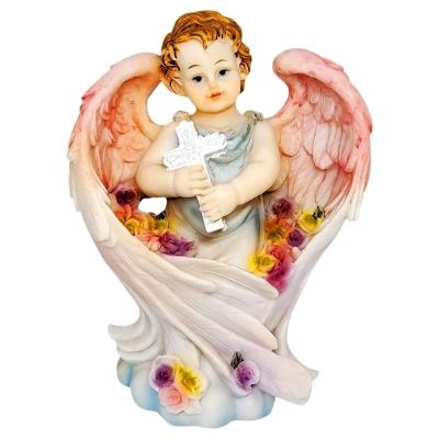 Opakowanie Figurka Anioł różowy z krzyżem 18cm