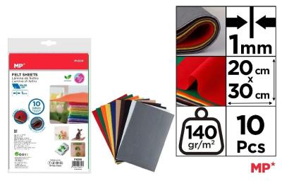 Opakowanie Filc dekoracyjny 20x30cm 140g 10 kolorów