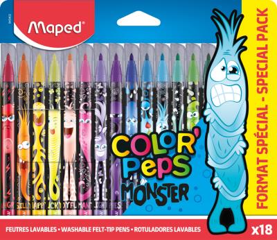 Opakowanie Flamastry Maped colorpeps monster 18 kolorów