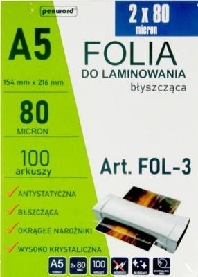 Opakowanie Folia do laminowania A5 100szt