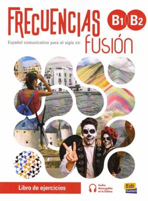 Okładka książki Frecuencias fusion B1+B2 zeszyt ćwiczeń do nauki języka hiszpańskiego.