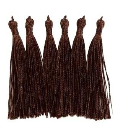 Opakowanie Frędzelki chwosty ozdobne brązowe 8cm 6szt