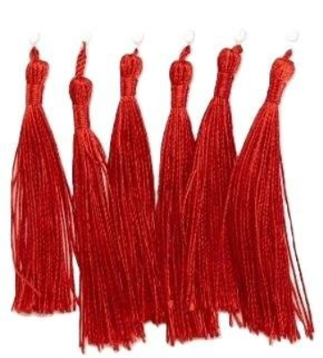 Opakowanie Frędzelki chwosty ozdobne czerwone 8cm 6szt