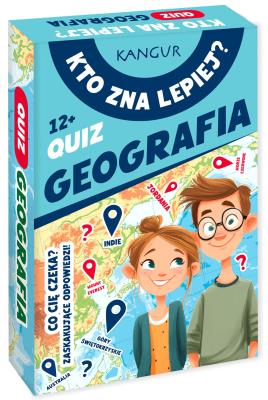Gra Kto zna lepiej? Quiz Geografia. Wydawca: Kangur. SmakLiter.pl Opakowanie Gra Kto zna lepiej? Quiz Geografia